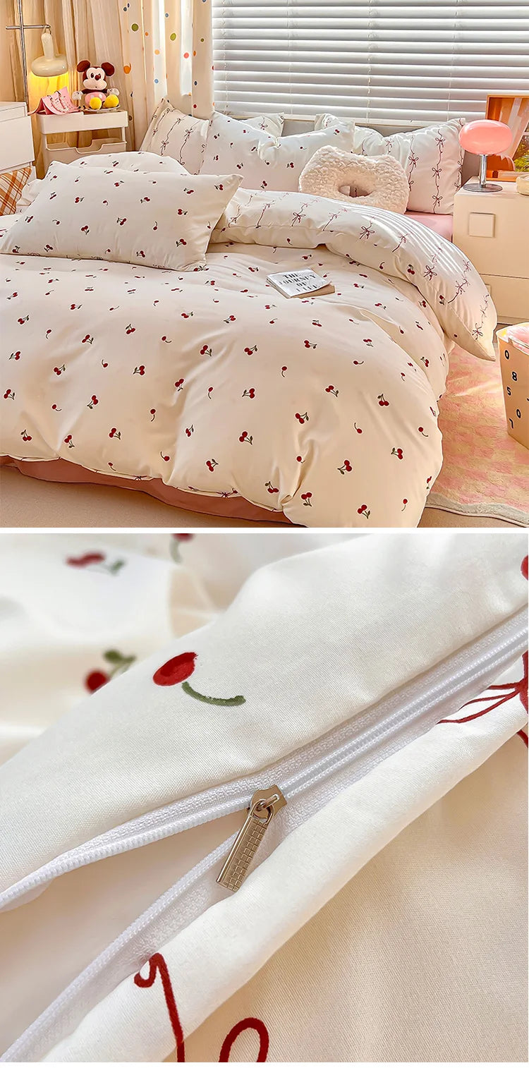 European-Style Washed Cotton Pillowcase | Soft & Breathable, Simple Printed Down Comforter Protection Cover
