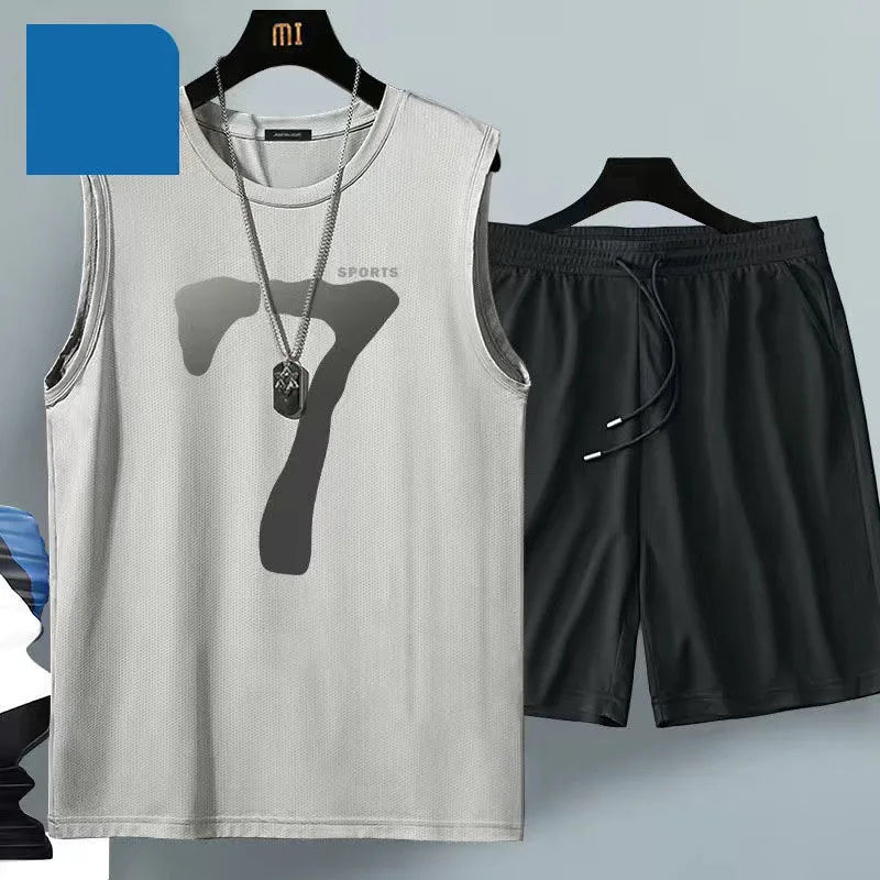 Men's 2-Piece Basketball Suit – Breathable Athletic Shorts & Tee Set