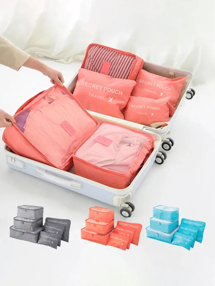 6-Piece Travel Storage Bags – Waterproof Oxford Luggage Packing Organizers