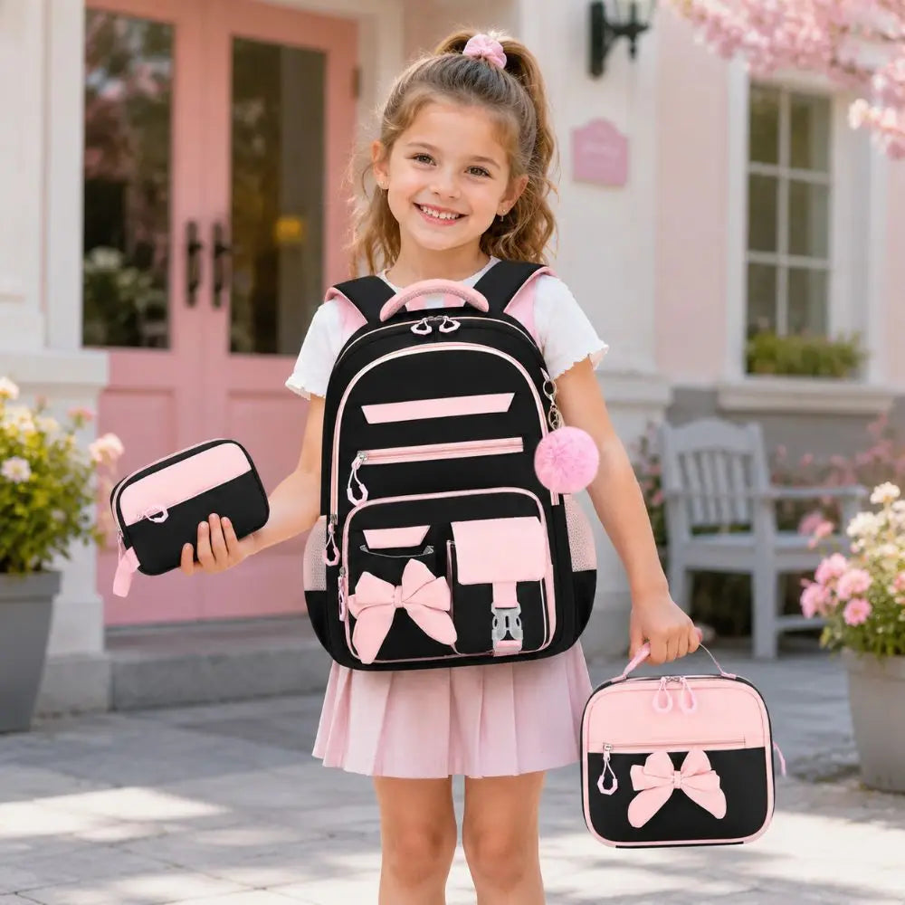Bow-Knot School Backpack – Bag & Matching Set Options
