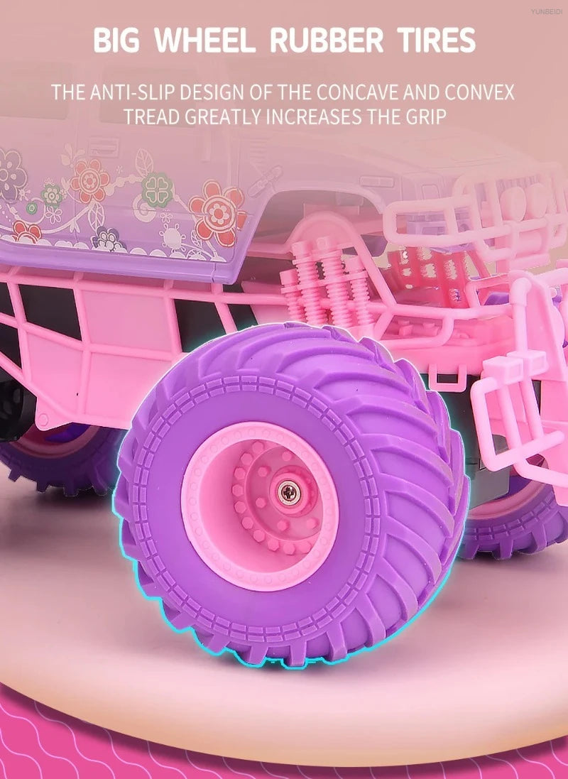 1:16 Pink Remote Control Car 2.4G_Hz Spray Music Light DIY Sticker Racing Car 1:18 Climbing Off-road Toy Car Kids Festival Gifts