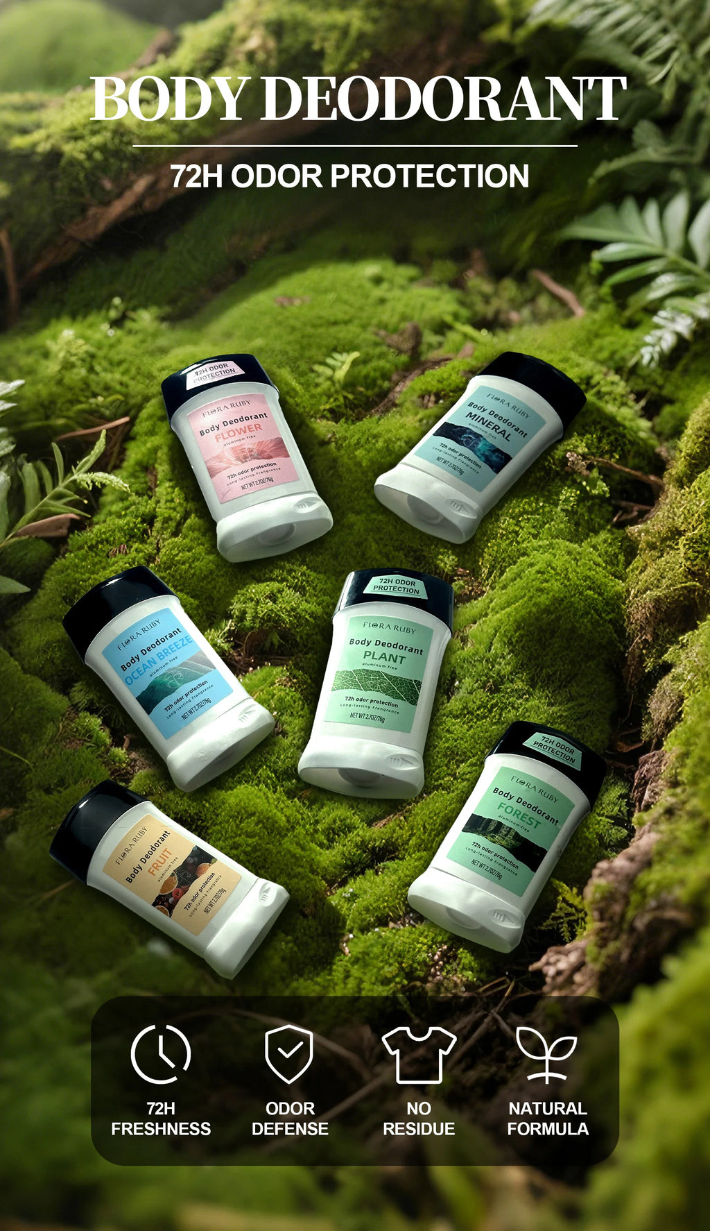 72H Deodorant Stick – Forest Scent Unisex Body Care 76g