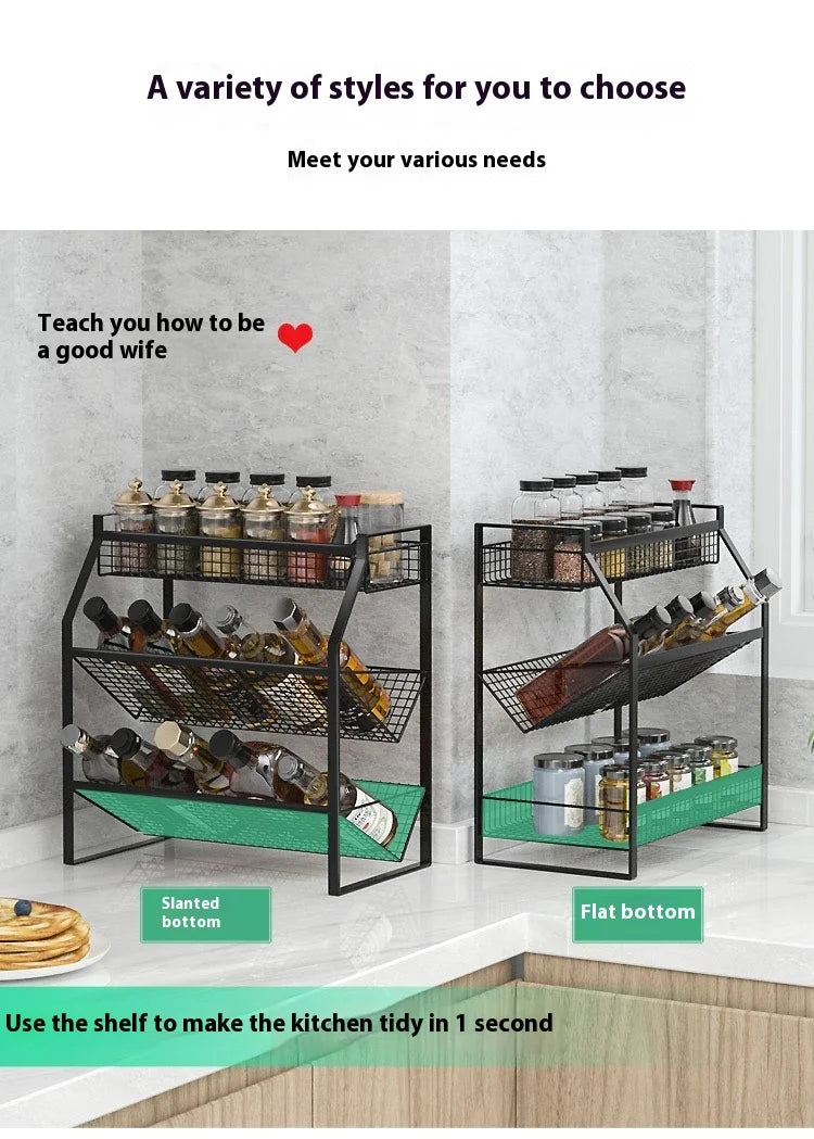 Multi-Tier Metal Spice Rack & Kitchen Drawer Cabinet Organizer – Countertop, Pantry & Under-Sink Storage