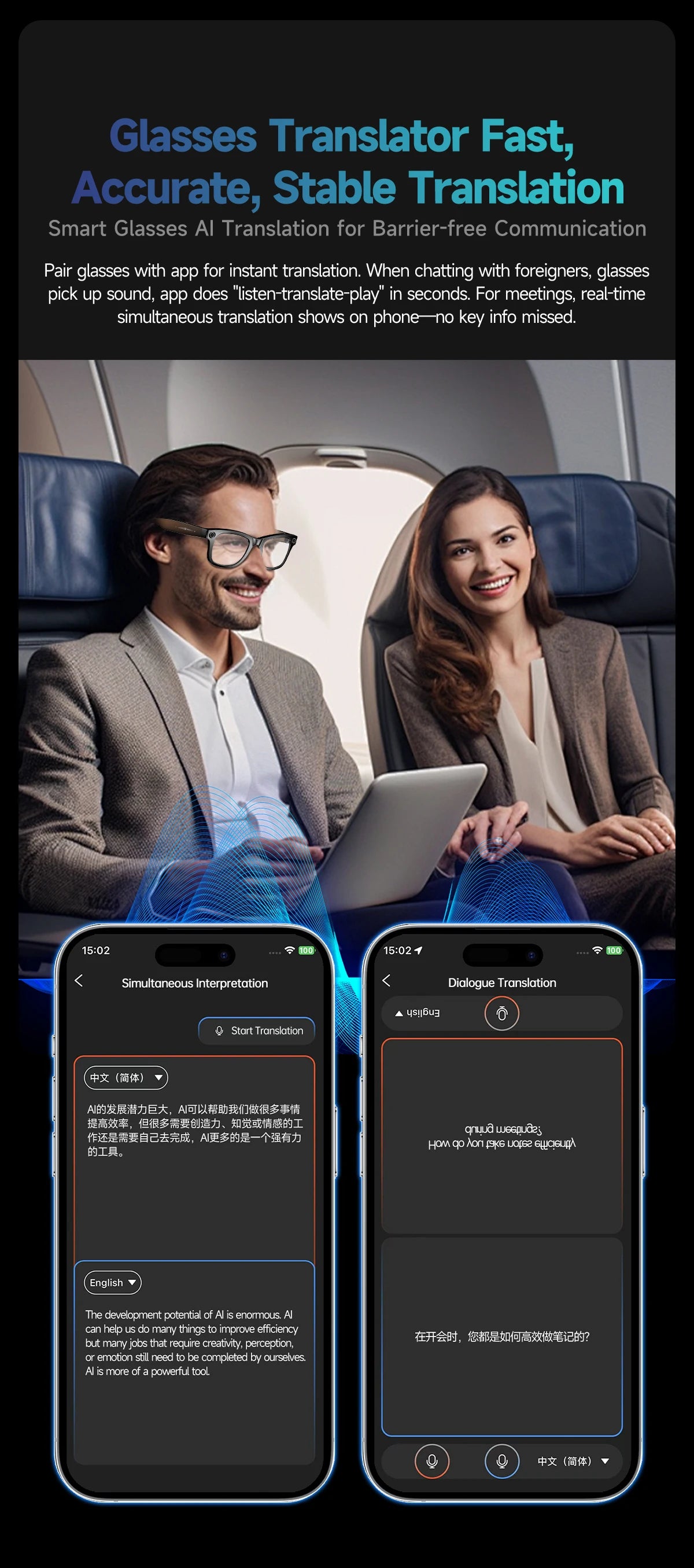 800W Camera AI Smart Glasses — Color-Changing Lenses, AI Translation, HD Video & Waterproof Calling