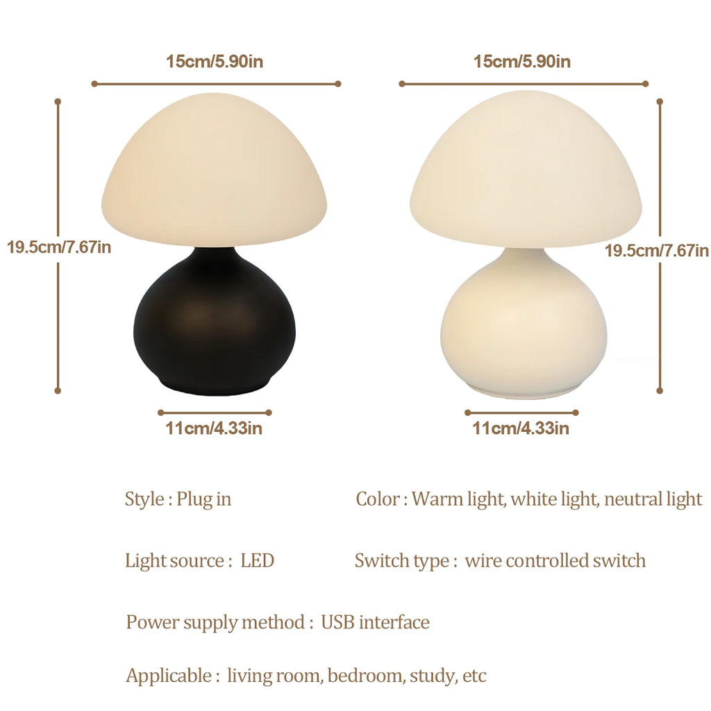 Mushroom Table Lamp – 3 Light Modes & Dimming