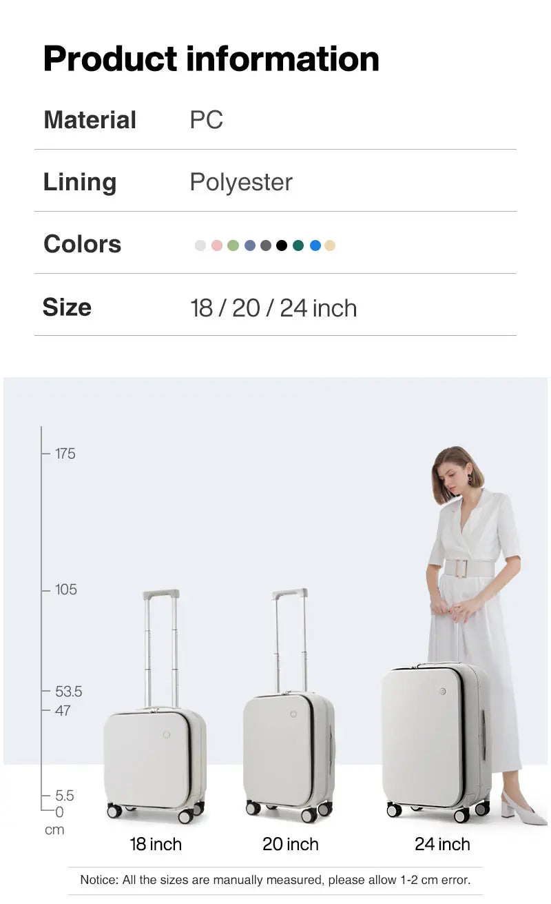 Mixi Patent Design PC Aluminum Frame Suitcase – Award-Winning Carry-On Rolling Luggage 18/20/24 Inch