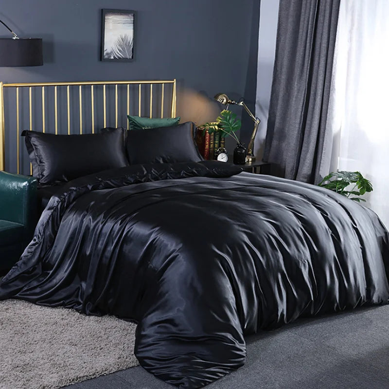 Silky Textured Duvet Cover Set – Microfiber Comforter Cover with Pillow Shams, Multiple Sizes