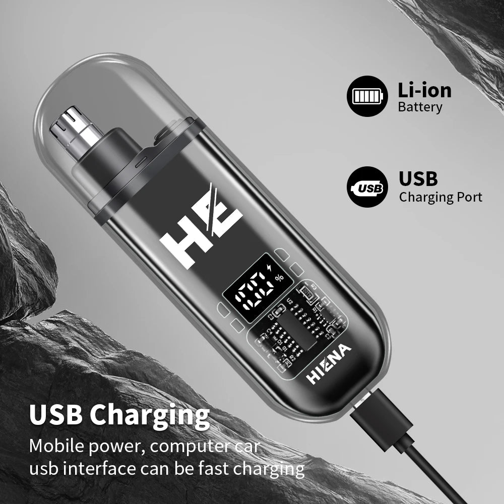Mini Electric Nose Hair Trimmer – Rechargeable, Painless, USB-C, LED Display, Portable Pocket Size
