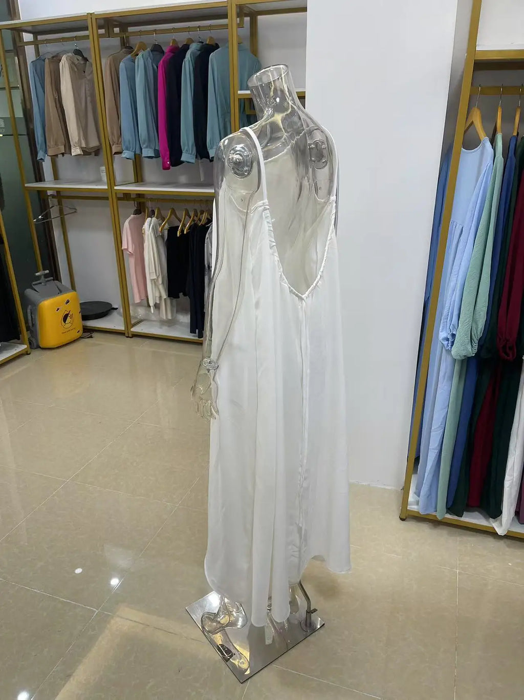 Women's Strapless Backless Loose Maxi Dress – Comfortable Sleepwear & Casual Home Dress