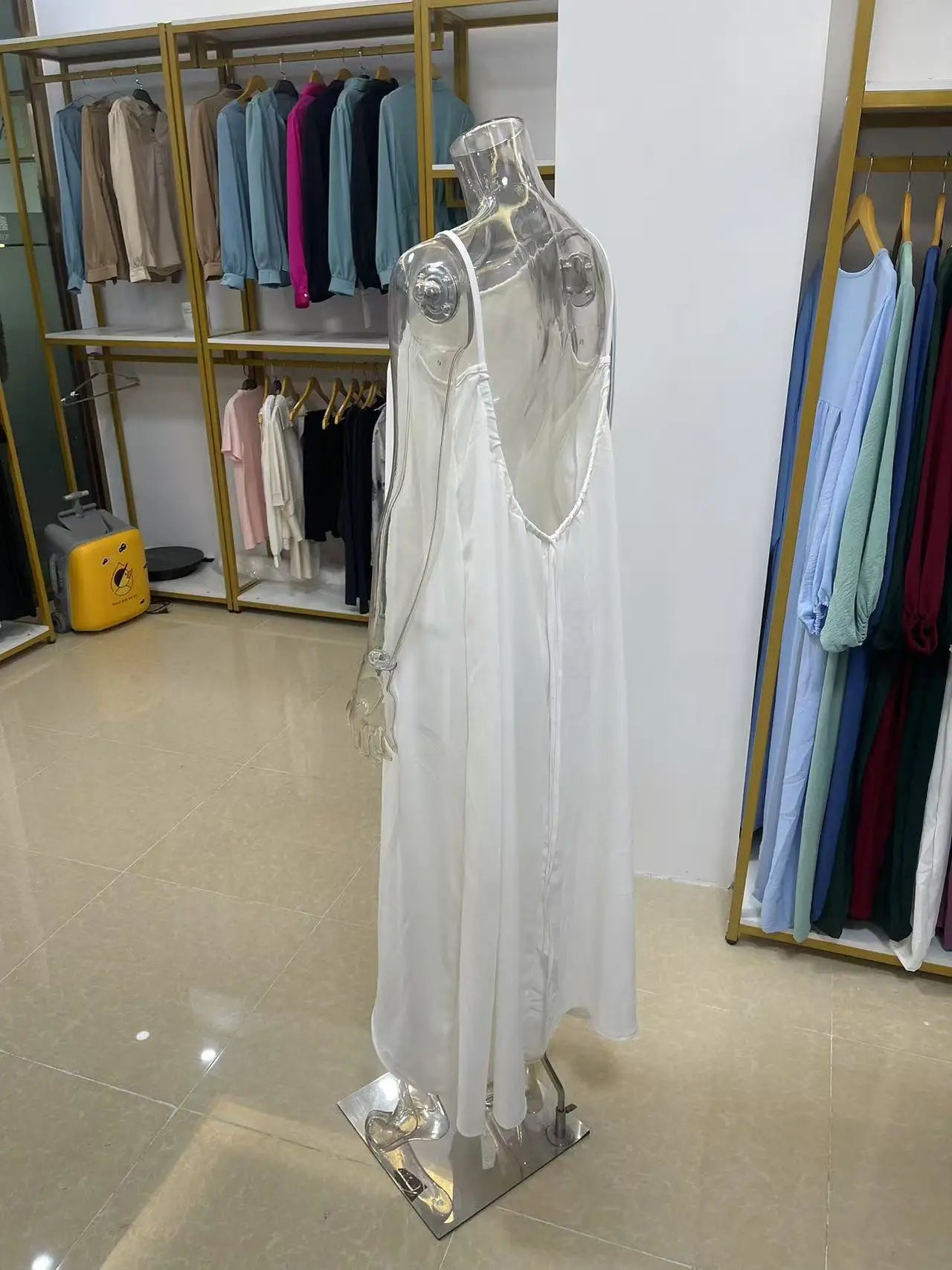 Women's Strapless Backless Loose Maxi Dress – Comfortable Sleepwear & Casual Home Dress