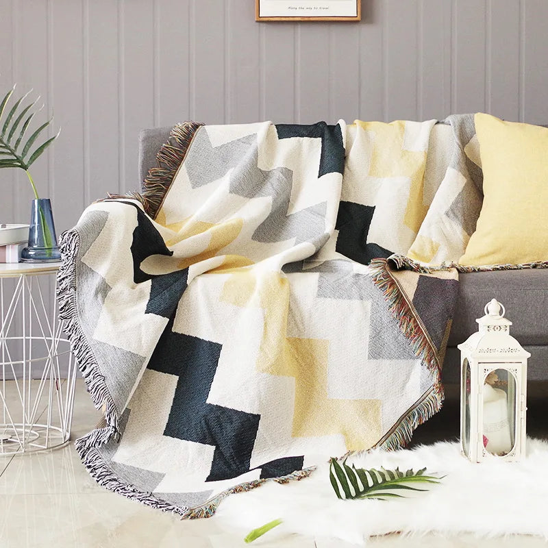 Bohemian Plaid Blanket for Sofa bed Decorative Blankets Outdoor Camping Picnic Blanket Boho Sofa cover throw Blanket With Tassel