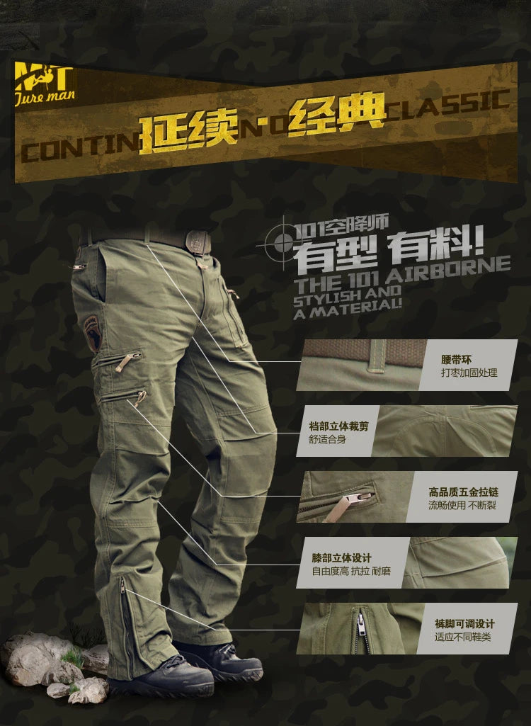 Men's Tactical Cargo Pants — Multi-Pocket Cotton Camouflage Outdoor Work Trousers