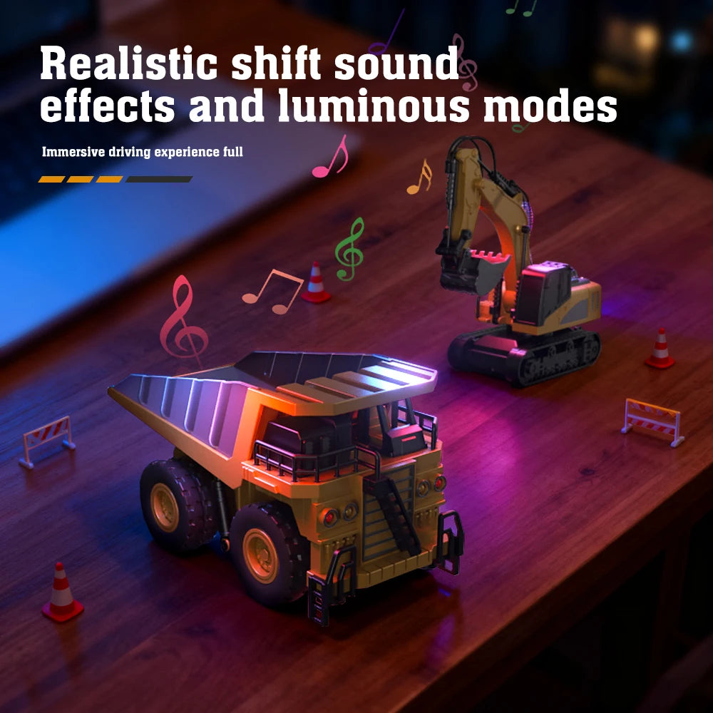 1:64 Mini RC Crane & Forklift 2-in-1 – Bluetooth Alloy Toy Car with Trailer