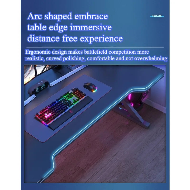 Student Writing & E-Sports Computer Desk — Metal Frame Home Office Workbench