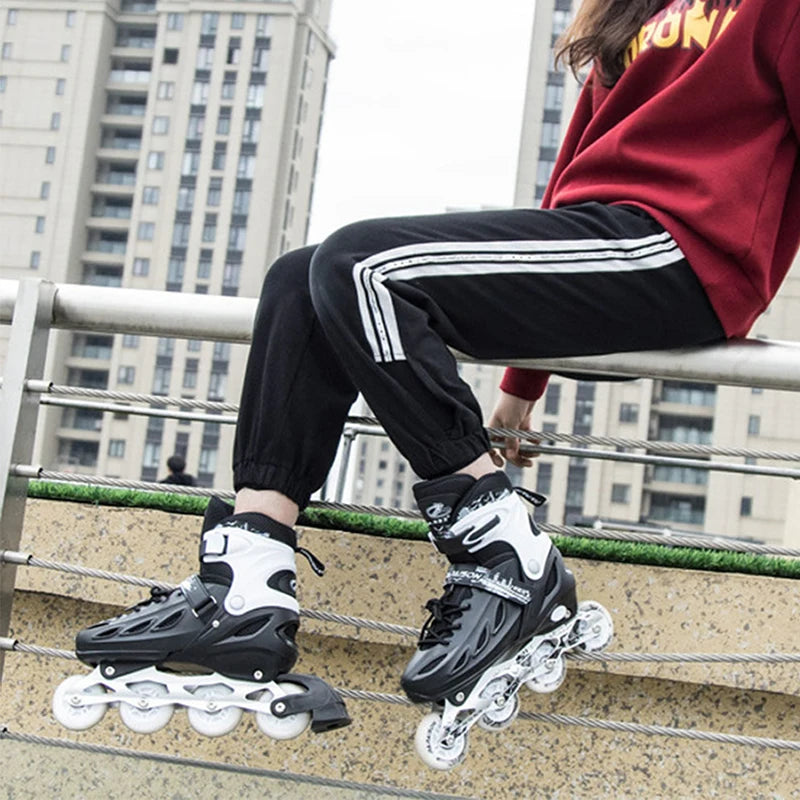 Adjustable Inline Roller Skate Shoes – Flashing 4-Wheel Speed Racing Sneakers for Outdoor Skating