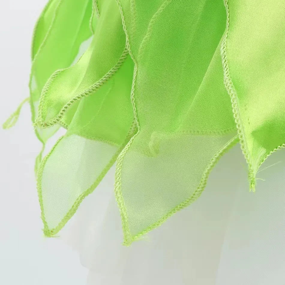 Tinkerbell Fairy Princess Dress — Green Elf Costume with Wings for Girls
