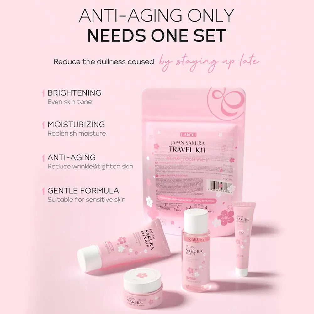 Sakura Skincare Gift Set – Cleanser Toner Serum Eye Cream & Sunscreen