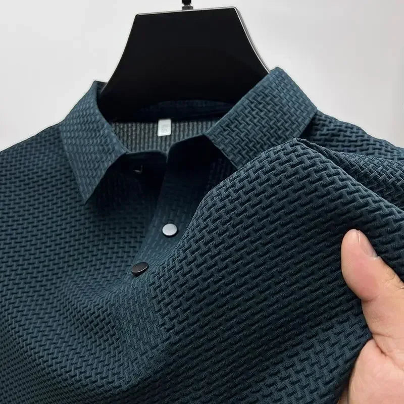 Men's Ice Silk Breathable Polo Shirt — Business Casual Short Sleeve Summer Top