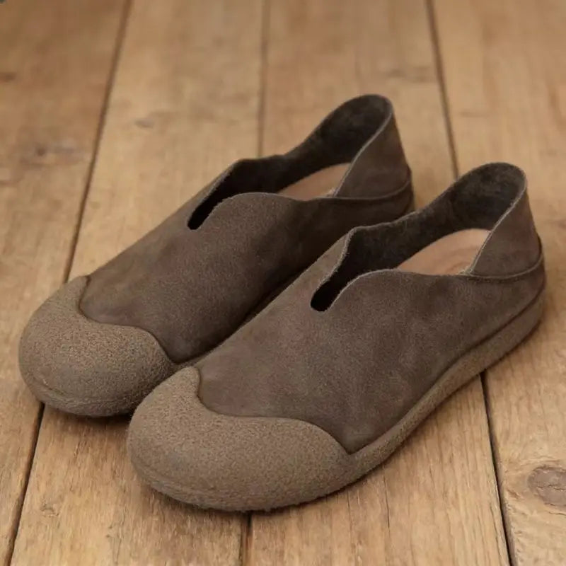 Men's Wide Toe Retro Leather Loafers — Soft Flat