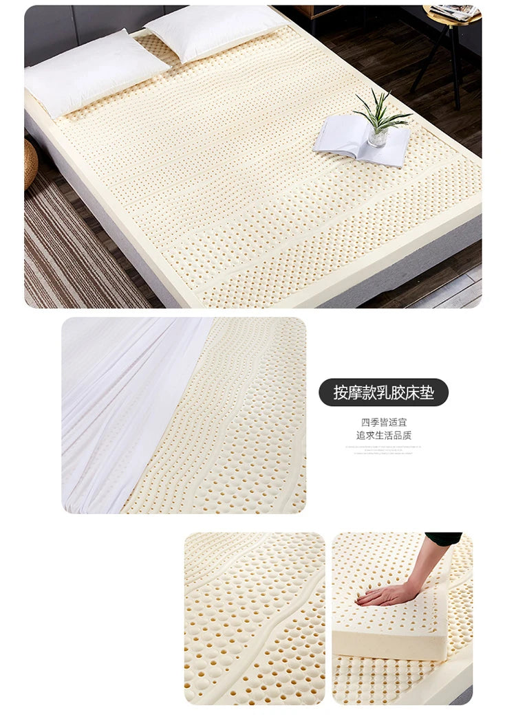 100% Natural Latex Mattress with Cover – Imported Pure Rubber, 1.8m/2.0m, Thickened