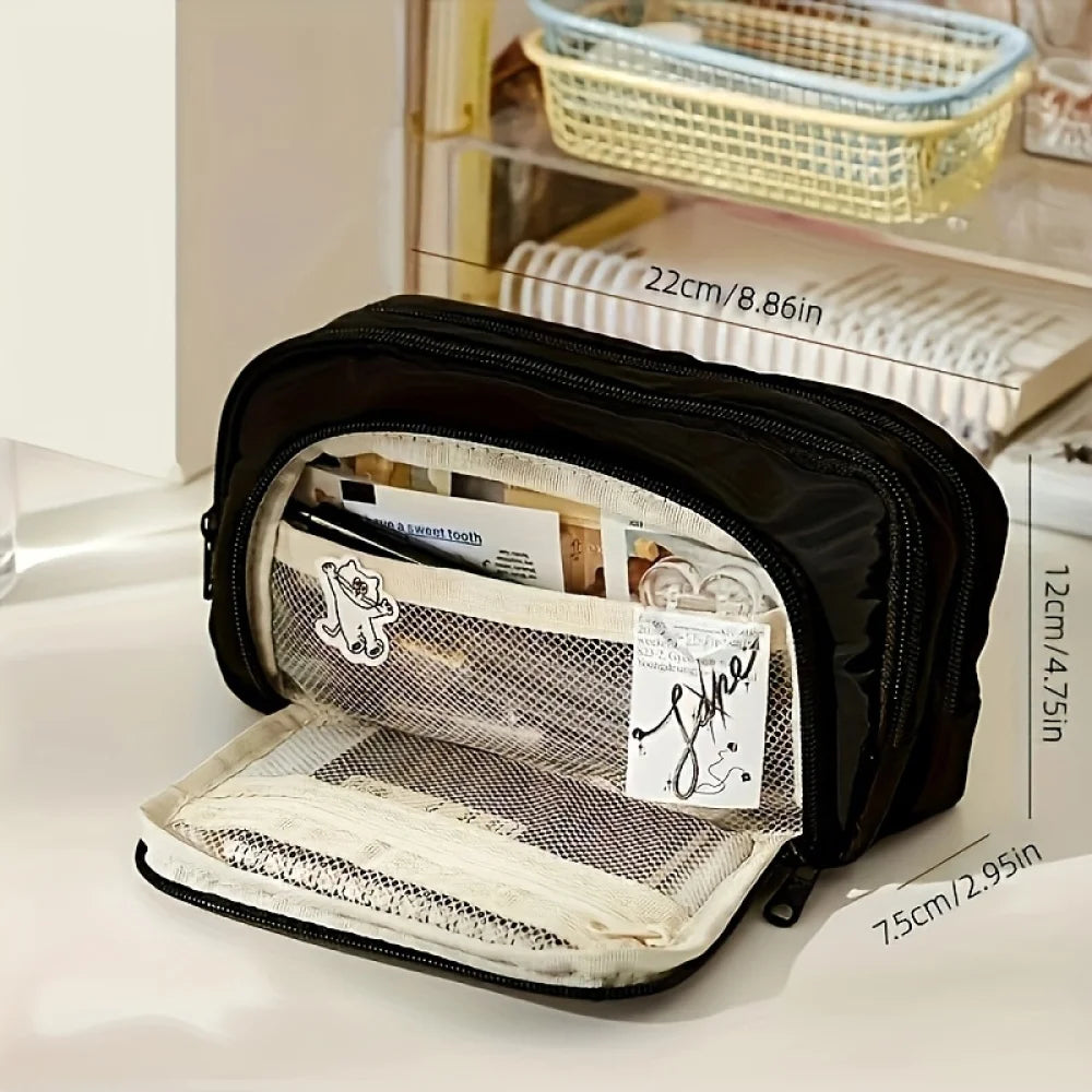 Large Capacity Pencil Case – Handheld Pen Bag & Cosmetic Pouch for School, Office & Travel
