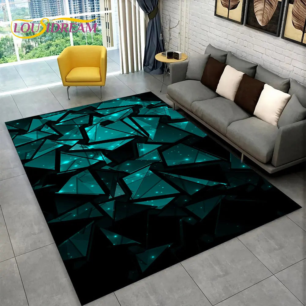 3D Abstract Modern Geometric Illusion Area Rug | 100% Polyester, Non-Slip, Machine Washable, 8 Sizes