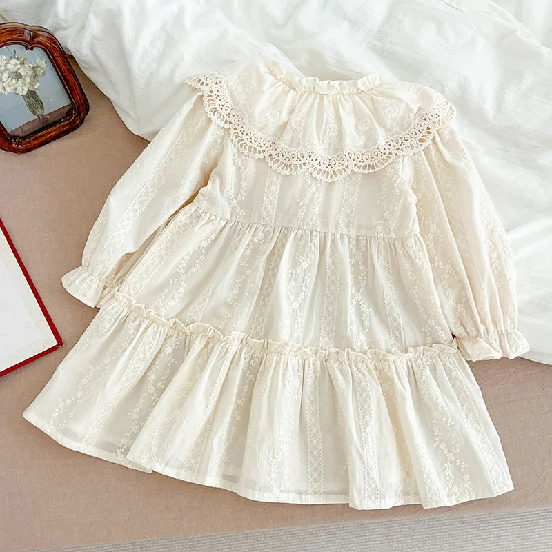 Ruffle Trim Lace Collar Baby Girls Dress — Sweet Princess Party Dress