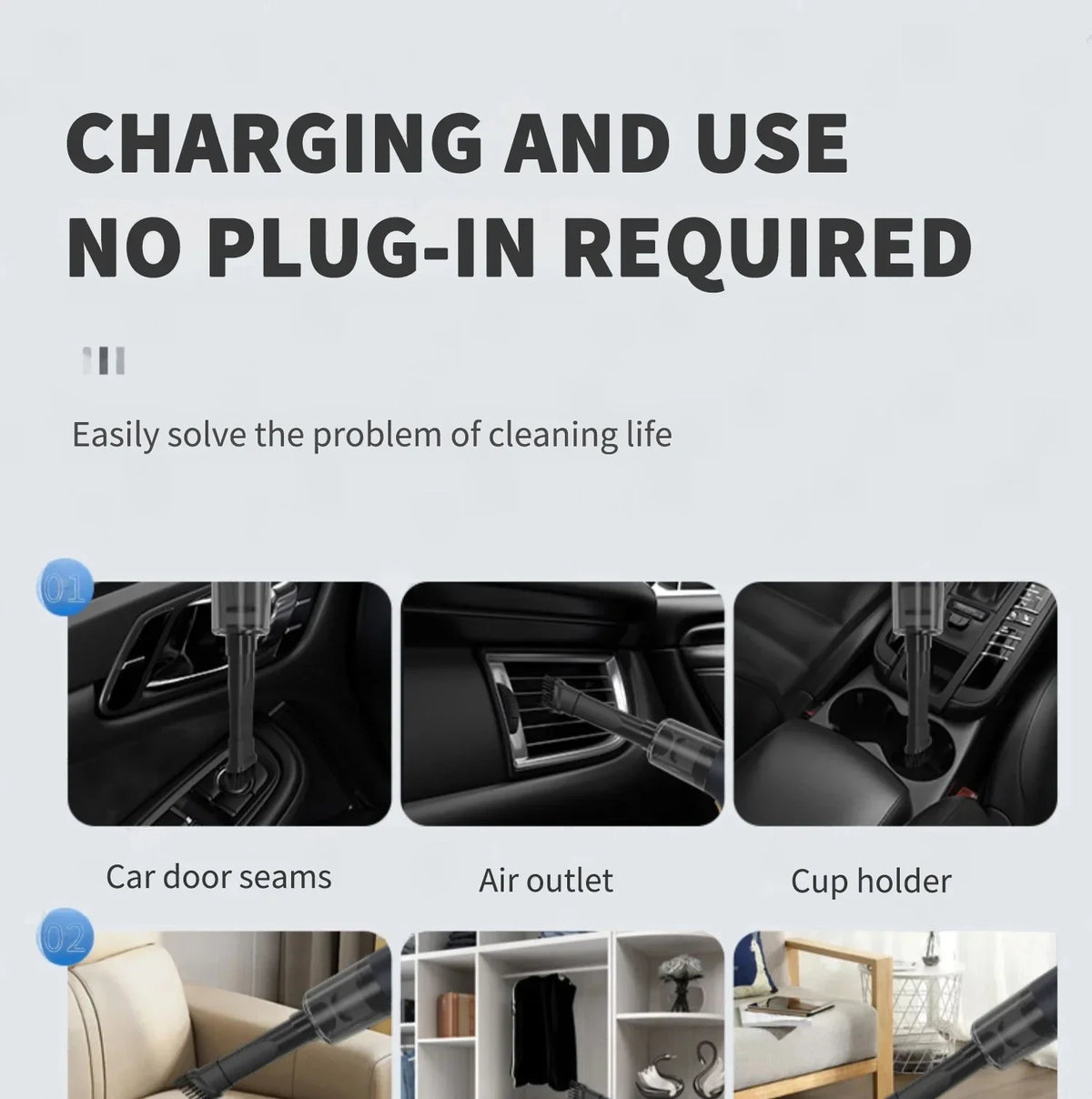 Cordless Car Vacuum & Blower – HEPA Filter, Basic & Pro
