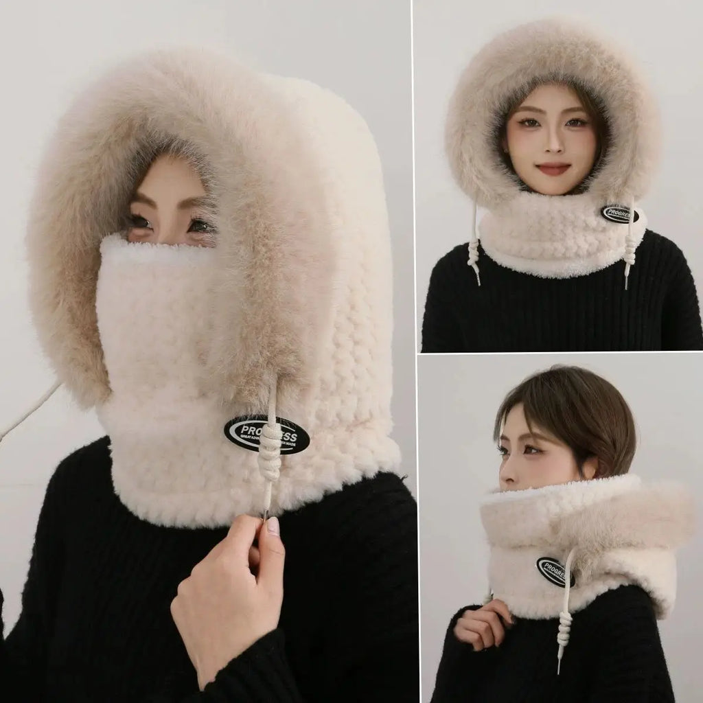Women's Plush Winter Hood with Face and Neck Cover