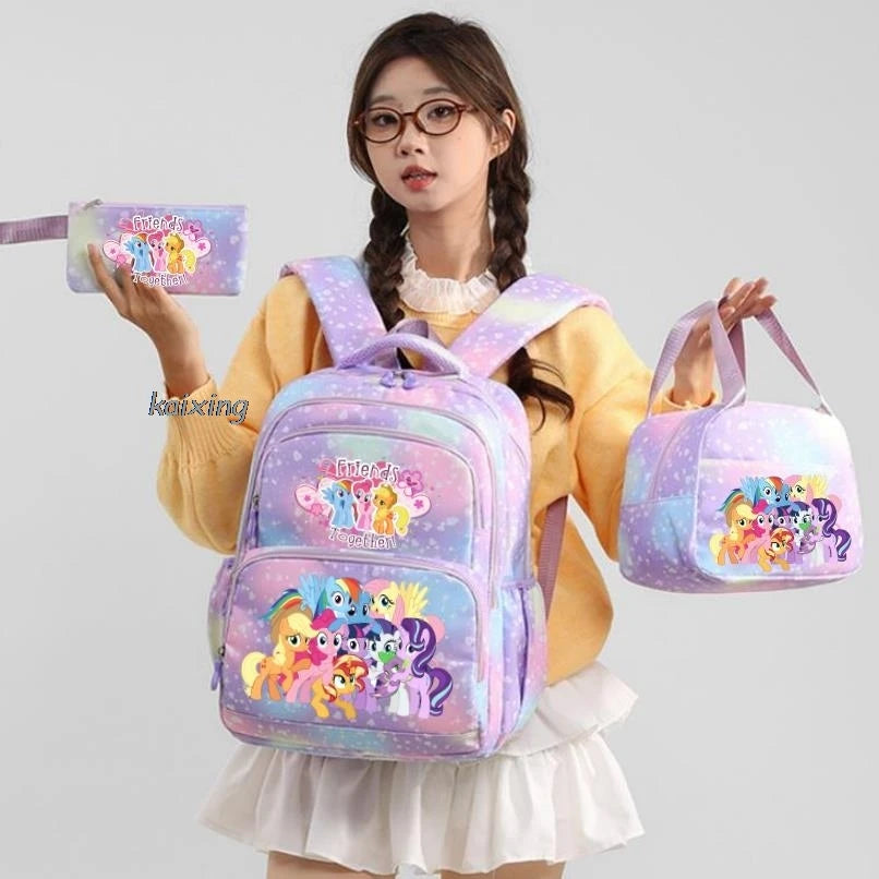 My Little Pony 3-Piece Kids Backpack Set – School Bag, Lunch Bag & Pencil Case