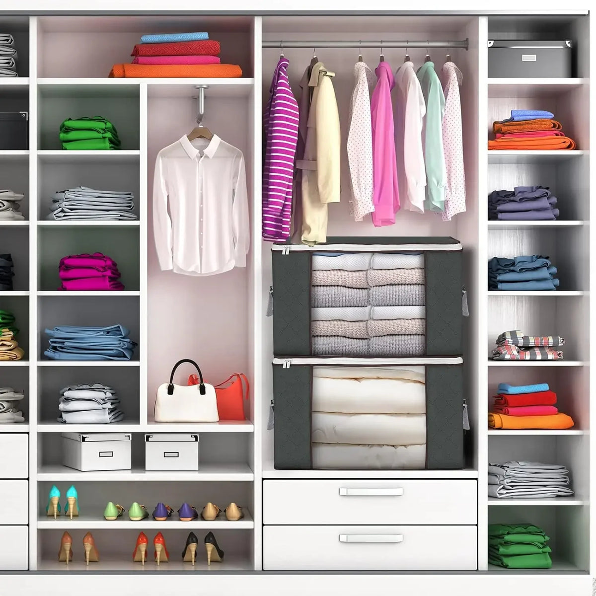 Foldable Clothes & Quilt Storage Bag – Large Capacity Dustproof Bedroom Closet Organizer