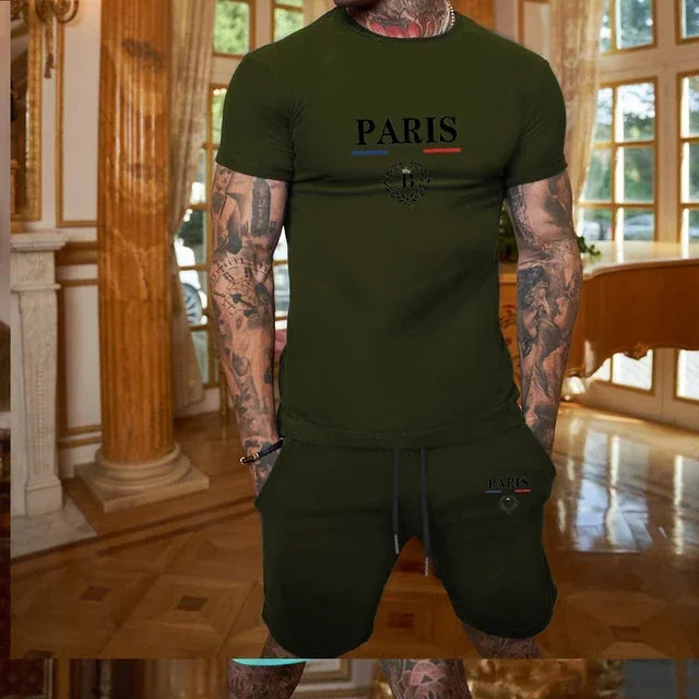 Men's Short Sleeve T-Shirt & Split Shorts Set – Fashion Jogging Casual Sport 2-Piece
