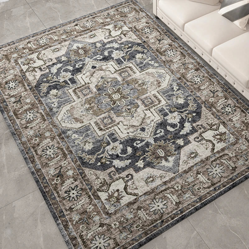 American Retro Style Large Area Rug – Anti-Slip Washable Carpet for Living Room & Bedroom