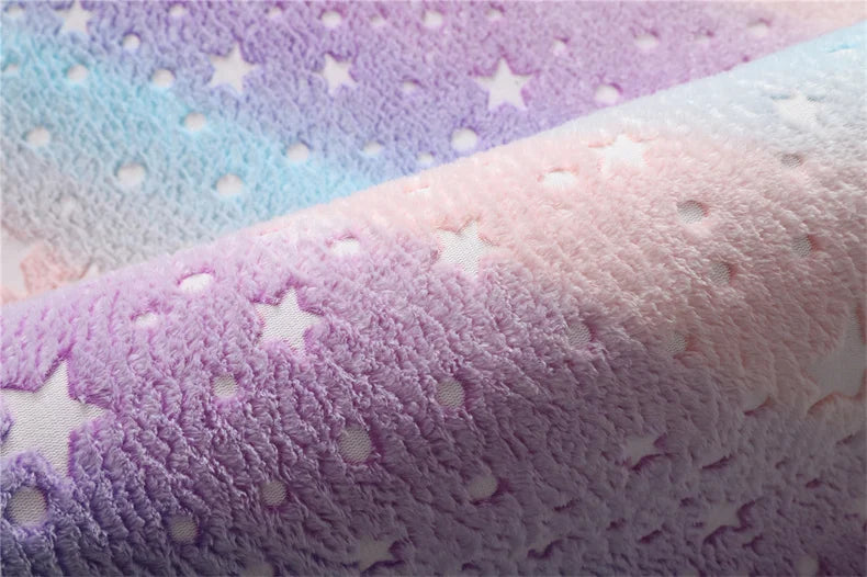 Rainbow Unicorn Glow in the Dark Area Rug – Large Kids Room Carpet with Stars