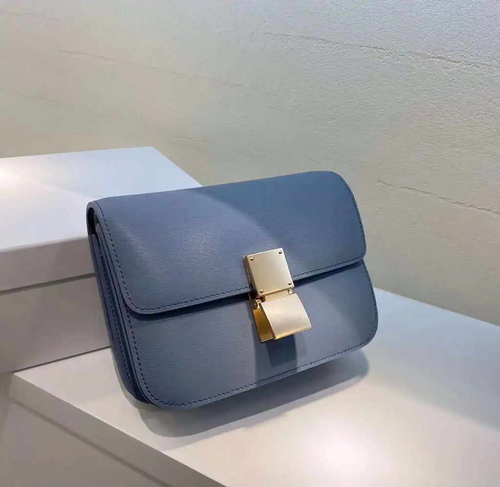 Genuine Leather Square Crossbody Bag – Luxury Designer Small Shoulder Messenger Bag for Women