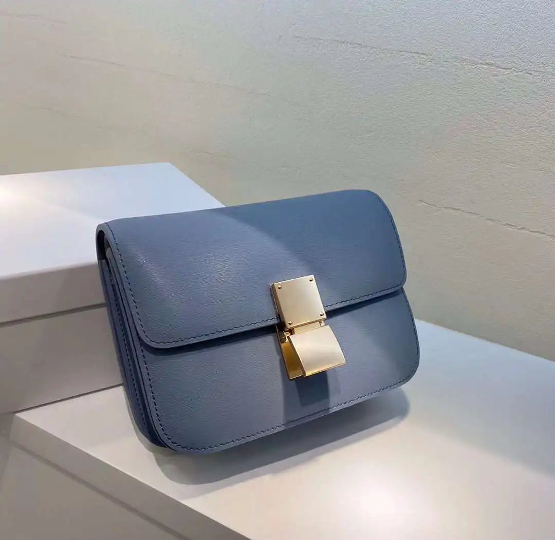 Genuine Leather Square Crossbody Bag – Luxury Designer Small Shoulder Messenger Bag for Women