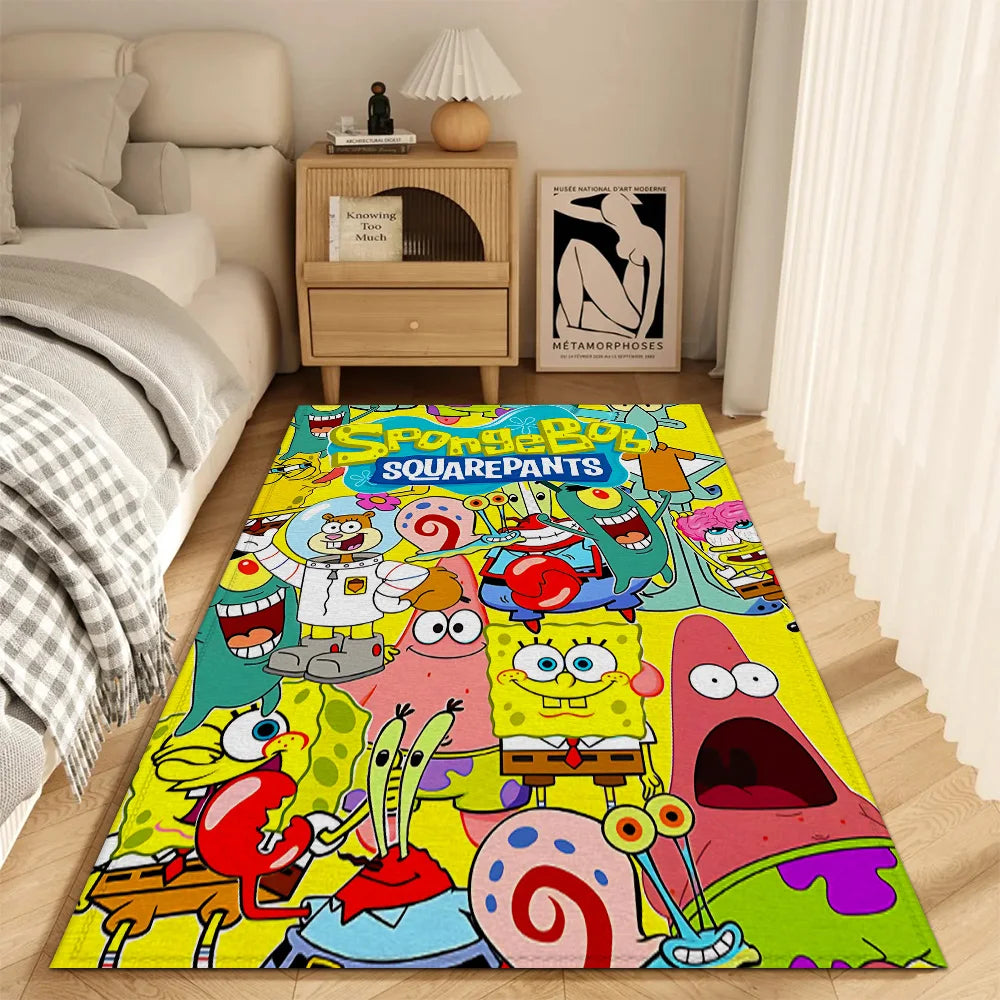 SpongeBob Crystal Velvet Area Rug – Non-Slip Bedroom Carpet & Doormat for Kids & Home Decor