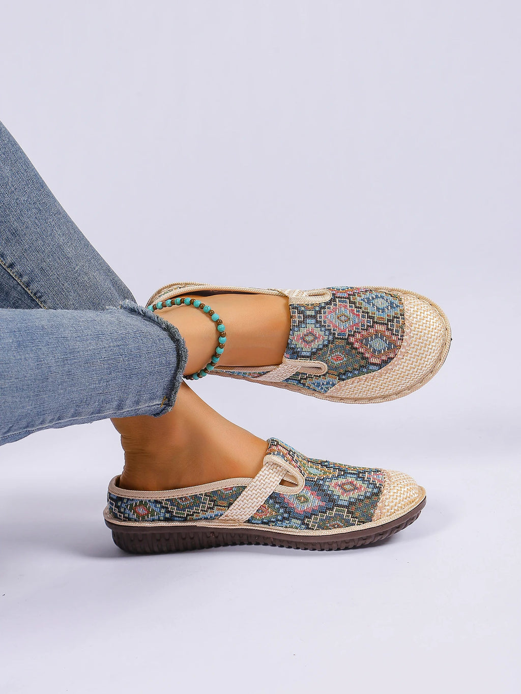 Women's Ethnic-Style Slip-On Flats – Soft Sole Anti-Slip Casual Shoes