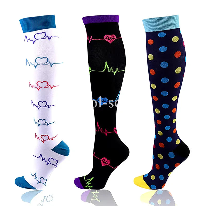 Knee High Compression Socks 20-30mmHg – 3 Pairs for Diabetes, Varicose Veins, Edema, Nurse & Running