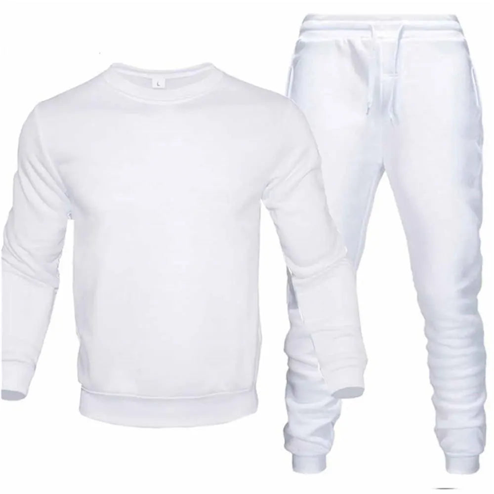 Men's Hooded Sweatshirt & Drawstring Pants Set – Casual Sport Running 2-Piece Tracksuit
