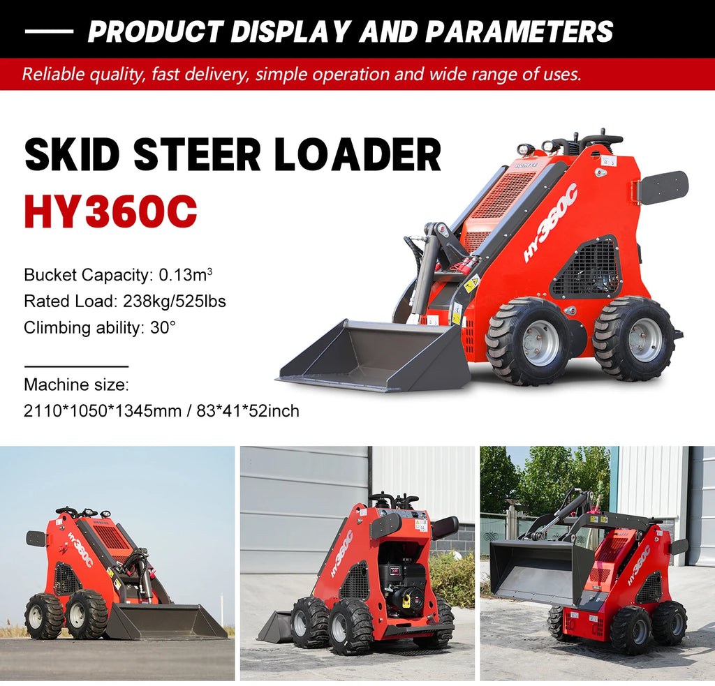 Huayee Kubota Compact Wheel Loader – 14HP Multifunctional Skid Steer for Construction & Home