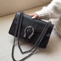 Retro Snake Pattern Chain Crossbody Square Bag – Fashion PU Leather Shoulder Bag for Women