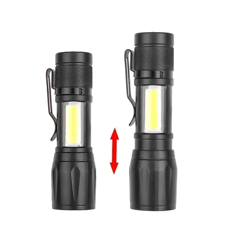 2000 Lumen P50 LED Tactical Flashlight – IP67 Waterproof, Telescopic Zoom, LCD Display, Type-C Rechargeable