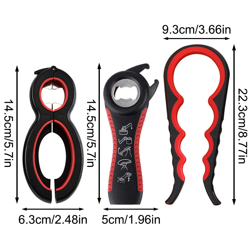 4-in-1 Multifunctional Can & Bottle Opener – Anti-Slip Ergonomic Cap Twister, PP+TPR, Black & Green