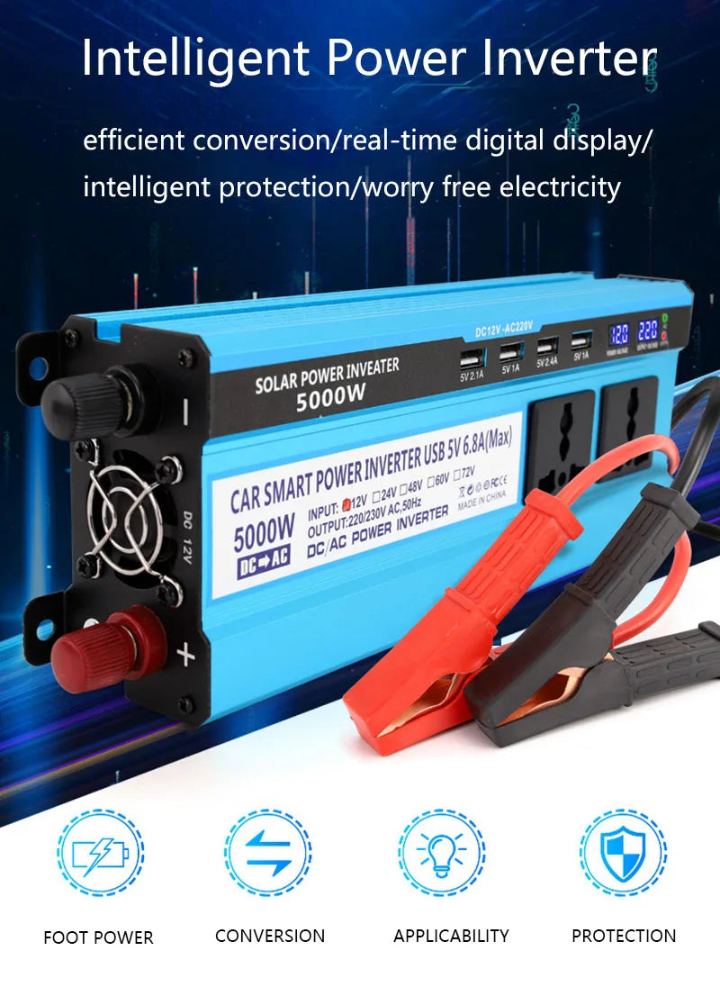 5000W Solar Panel Kit – Modified Sine Wave 12V to 220V System with 30A Charge Controller