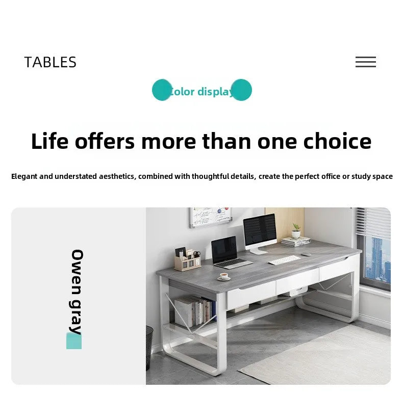 Multifunctional Computer Desk with Drawers — Metal Frame Student Study Desk, Multiple Sizes & Finishes
