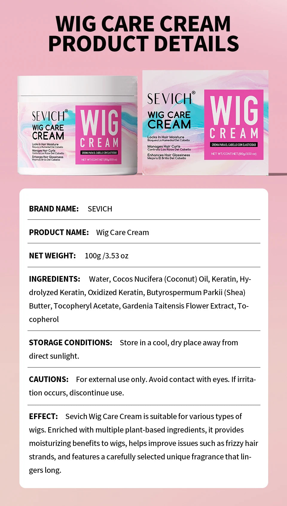 SEVICH Professional Wig Hair Care Products Wig Smoothing Keratin Hair Mask Oil Control Deep Cleansing Wig Shampoo Wig Care Spray