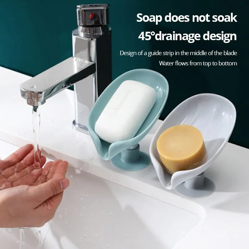 Dry Soap. Clean Bathroom. No Drilling. — Draining Soap Box Set | 2pcs, Suction Cup, Punch-Free, Self-Draining, Cute Design