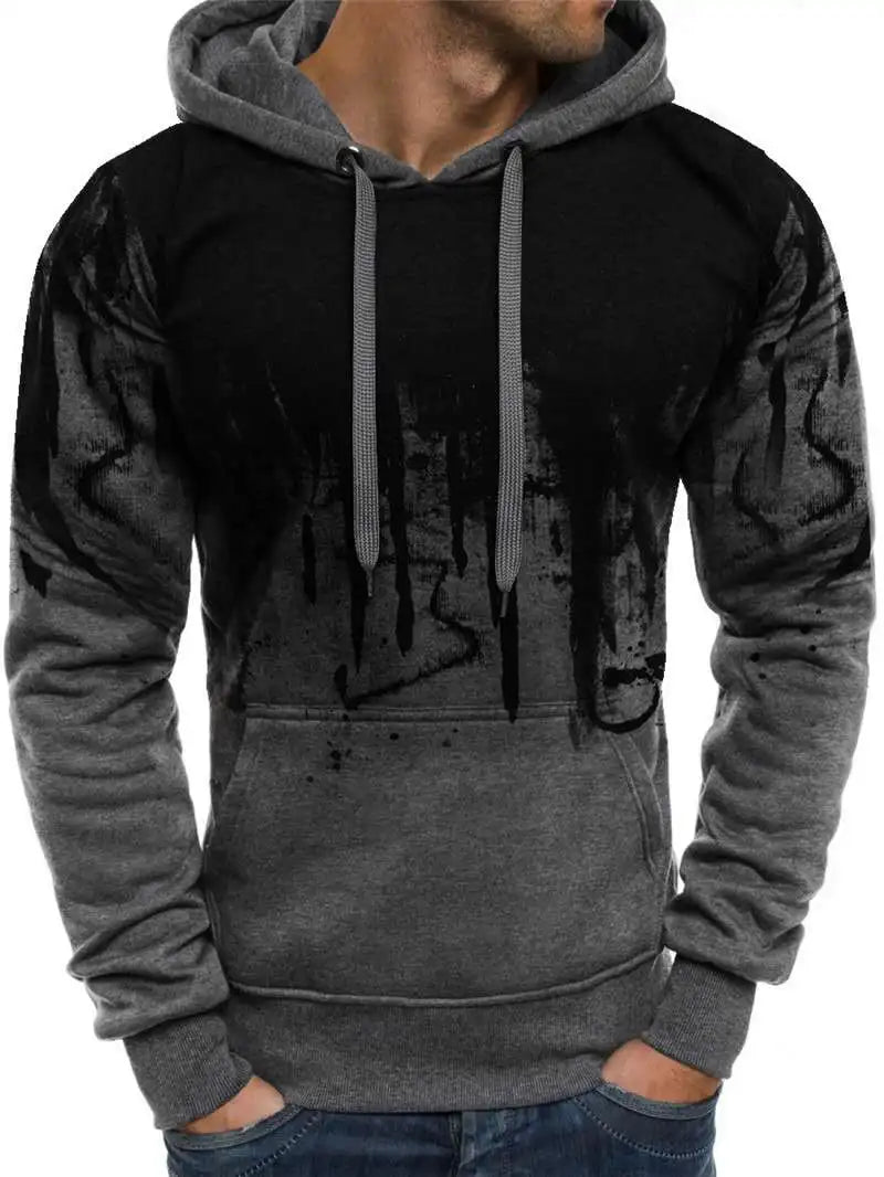 Men's Camouflage 3D Ink Print Hoodie & Jogger Pants Tracksuit Set – 2-Piece