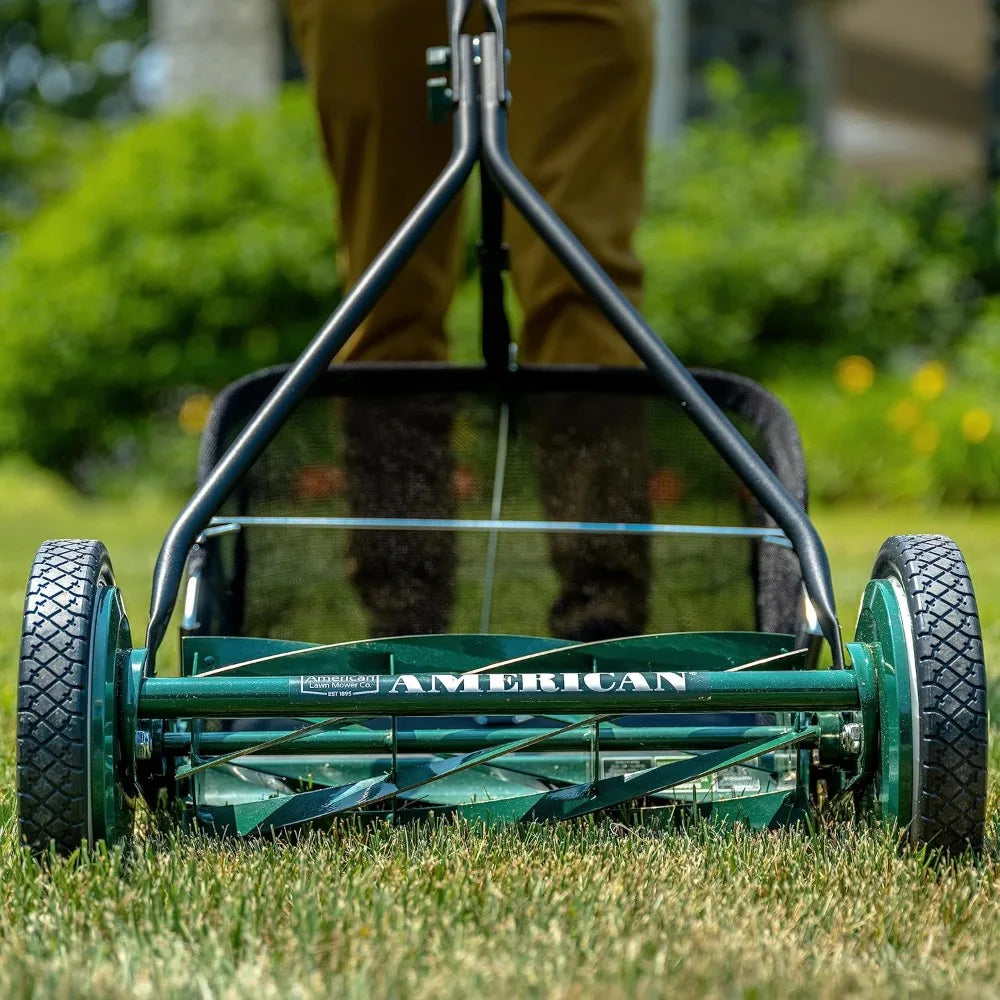 16-Inch 7-Blade Reel Mower with Grass Catcher | Manual Push, Scissor-Cut Precision, Adjustable Height, Eco-Friendly